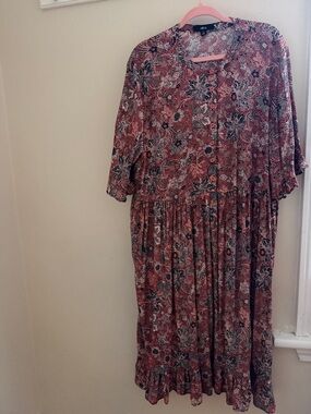 ellos Rose Floral Button-Front Maxi Dress